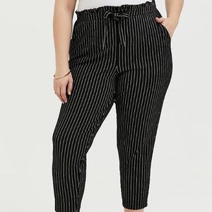 Pinstripe Black and White Paper Bag Pants